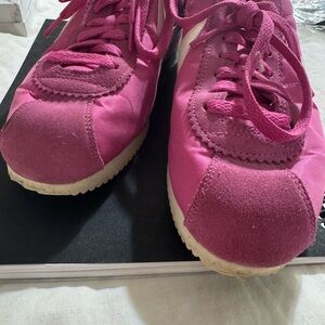 Nike Fuchsia and White Cortez Sneakers